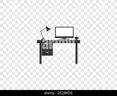 Office table, interior workplace icon Stock Vector