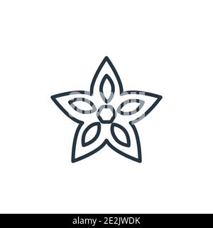 Carambola outline vector icon. Thin line black carambola icon, flat vector simple element illustration from editable fruits concept isolated stroke on Stock Vector