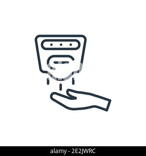 Drying hands outline vector icon. Thin line black drying hands icon, flat vector simple element illustration from editable hygiene concept isolated st Stock Vector