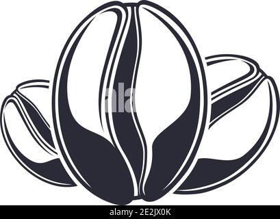 Simple coffee beans icon isolated on white background. Stock Vector