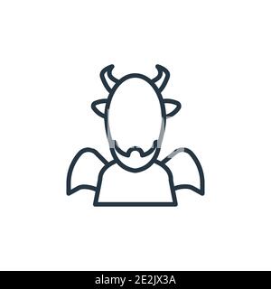 Devil outline vector icon. Thin line black devil icon, flat vector simple element illustration from editable fairy tale concept isolated on white back Stock Vector