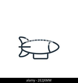 Airship outline vector icon. Thin line black airship icon, flat vector simple element illustration from editable free time concept isolated stroke on Stock Vector