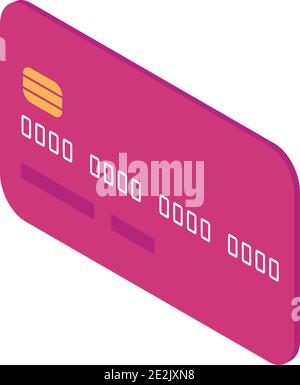 Bank card front view cartoon vector isolated illustration, credit plasric card isometric icon Stock Vector