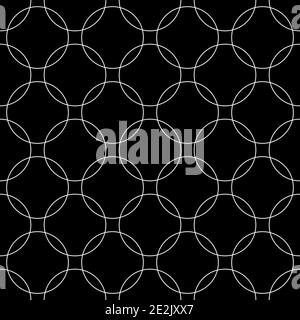 Seamless abstract intersecting and repeating modern colorful circles. Black and white. Stock Photo