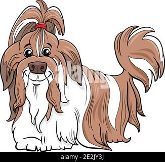 Cartoon illustration of Shih Tzu purebred dog animal character Stock Vector