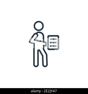 Single file outline vector icon. Thin line black single file icon, flat vector simple element illustration from editable humans concept isolated strok Stock Vector