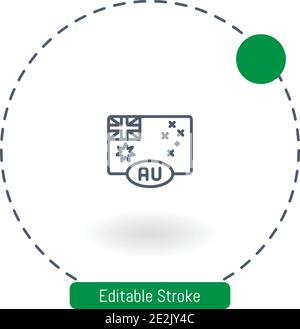 australia vector icon editable stroke outline icons for web and mobile Stock Vector