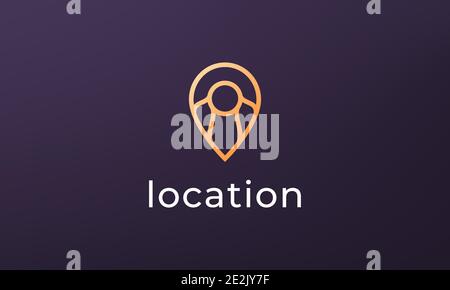 Simple pin position logo. abstract destination location icon, route direction symbol design Stock Vector
