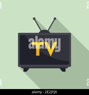 House public tv set icon, flat style Stock Vector