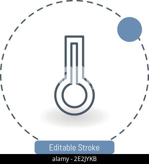 empty thermometer vector icon editable stroke outline icons for web and mobile Stock Vector