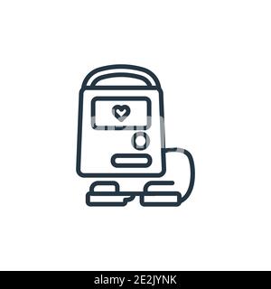 Defibrillator outline vector icon. Thin line black defibrillator icon, flat vector simple element illustration from editable health and medical concep Stock Vector