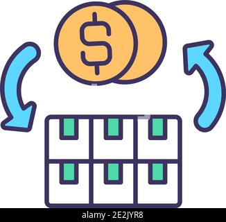 Selling and transferring assets RGB color icon Stock Vector