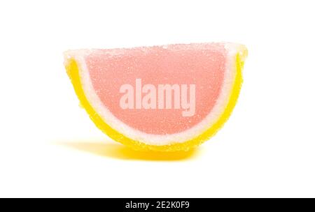 Grapefruit Candy Fruit Slice Isolated on a White Background Stock Photo