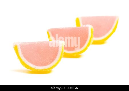 Grapefruit Candy Fruit Slice Isolated on a White Background Stock Photo