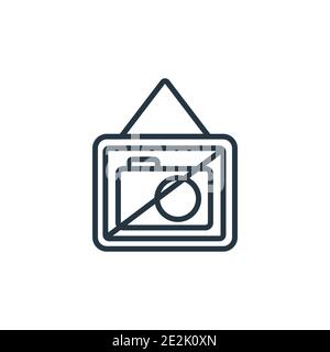 No pictures outline vector icon. Thin line black no pictures icon, flat vector simple element illustration from editable hotel concept isolated stroke Stock Vector