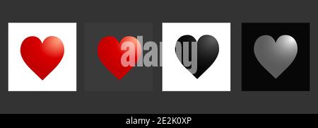 Red, black, gray heart set vector illustrations, Love symbol icon, love symbol Stock Vector