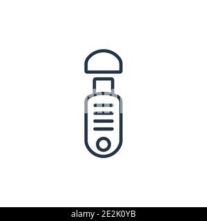 Pendrive with cover outline vector icon. Thin line black pendrive with cover icon, flat vector simple element illustration from editable hardware conc Stock Vector