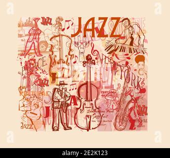 Jazz doodle poster - vector illustration Stock Vector