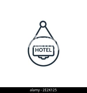 Hotel signal outline vector icon. Thin line black hotel signal icon, flat vector simple element illustration from editable hotel concept isolated on w Stock Vector
