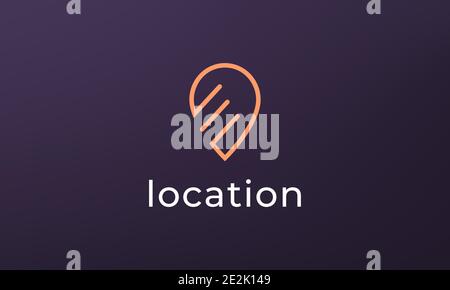 Simple pin position logo. abstract destination location icon, route direction symbol design Stock Vector