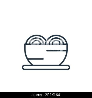 Chow mein outline vector icon. Thin line black chow mein icon, flat vector simple element illustration from editable food concept isolated stroke on w Stock Vector