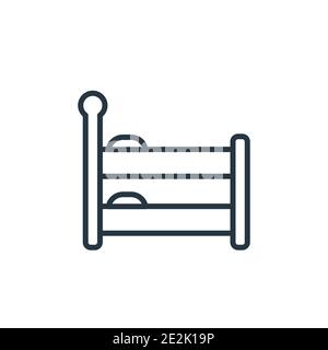 Bunk outline vector icon. Thin line black bunk icon, flat vector simple element illustration from editable hotel concept isolated stroke on white back Stock Vector