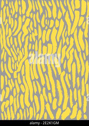 Simple abstract background with patches joyful color yellow Illuminating, isolated on Ultimate Grey. Doodle style. Organic texture with abstract shape Stock Vector