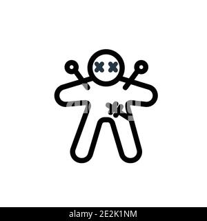 Doll vector icon on white background. Flat vector doll icon symbol sign from modern halloween collection for mobile concept and web apps design. Stock Vector