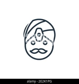Indian man outline vector icon. Thin line black indian man icon, flat vector simple element illustration from editable india concept isolated stroke o Stock Vector