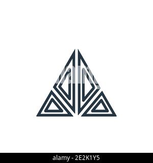 Triangle of triangles outline vector icon. Thin line black triangle of triangles icon, flat vector simple element illustration from editable geometry Stock Vector