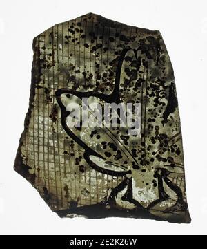 Glass Fragment, French or British, early 14th century. Stock Photo