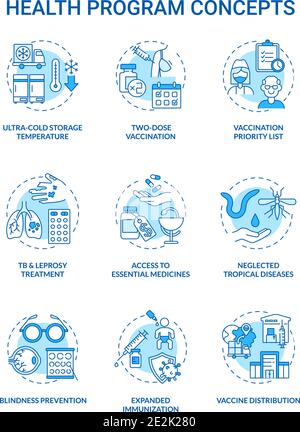 Health program concept icons set Stock Vector