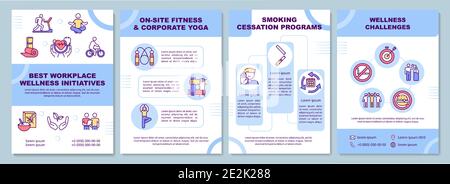 Best workplace wellness initiatives brochure template Stock Vector