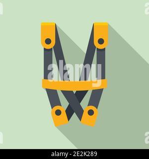 Industrial climber security belt icon, flat style Stock Vector