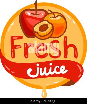 Colorful fresh cherry juice emblem, vector illustration for your design. Stock Vector