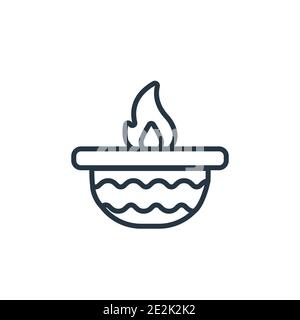 Oil lamp outline vector icon. Thin line black oil lamp icon, flat vector simple element illustration from editable india and holi concept isolated str Stock Vector