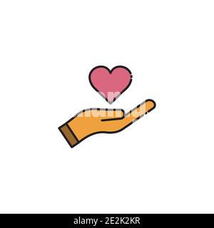 Hand lineal color icon with heart. love symbol. simple design editable. Design template vector Stock Vector
