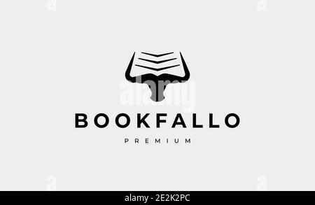 bufallo and book logo design vector illustration Stock Vector