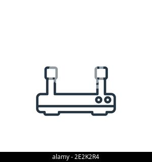 Modem with two antenna outline vector icon. Thin line black modem with two antenna icon, flat vector simple element illustration from editable hardwar Stock Vector