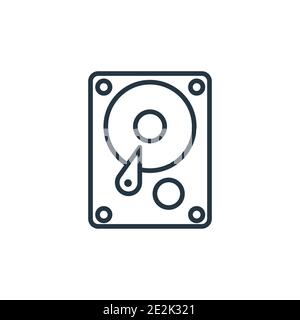 Harddrive outline vector icon. Thin line black harddrive icon, flat vector simple element illustration from editable hardware concept isolated stroke Stock Vector