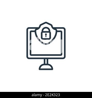 Computer security outline vector icon. Thin line black computer security icon, flat vector simple element illustration from editable internet security Stock Vector