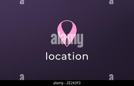 Simple pin position logo. abstract destination location icon, route direction symbol design Stock Vector