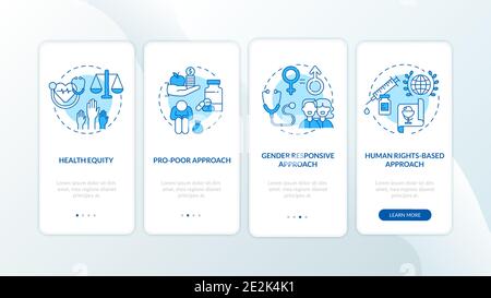 Health programs principles onboarding mobile app page screen with concepts Stock Vector