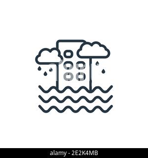 Inundation outline vector icon. Thin line black inundation icon, flat vector simple element illustration from editable insurance concept isolated on w Stock Vector