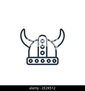 Viking helmet outline vector icon. Thin line black viking helmet icon, flat vector simple element illustration from editable history concept isolated Stock Vector