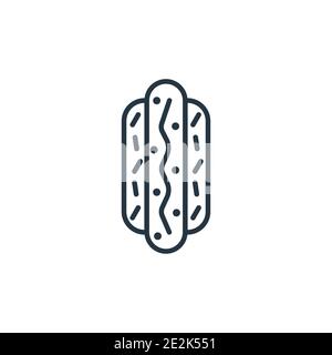 Hotdog and bread outline vector icon. Thin line black hotdog and bread icon, flat vector simple element illustration from editable food concept isolat Stock Vector