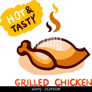 Hot and Tasty Chicken Grilled Vector Illustration Stock Vector