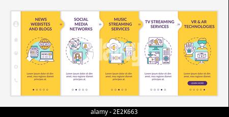 New media examples onboarding vector template Stock Vector