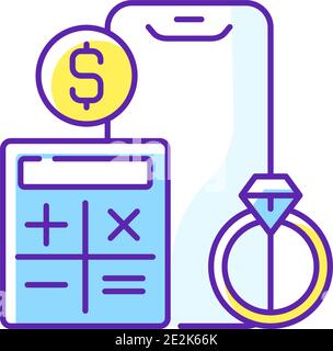 Price calculation RGB color icon Stock Vector