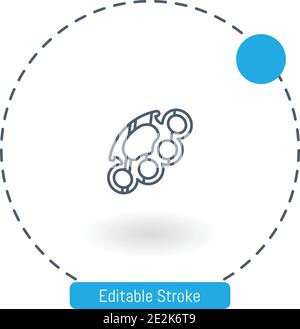 brass knuckles vector icon editable stroke outline icons for web and mobile Stock Vector